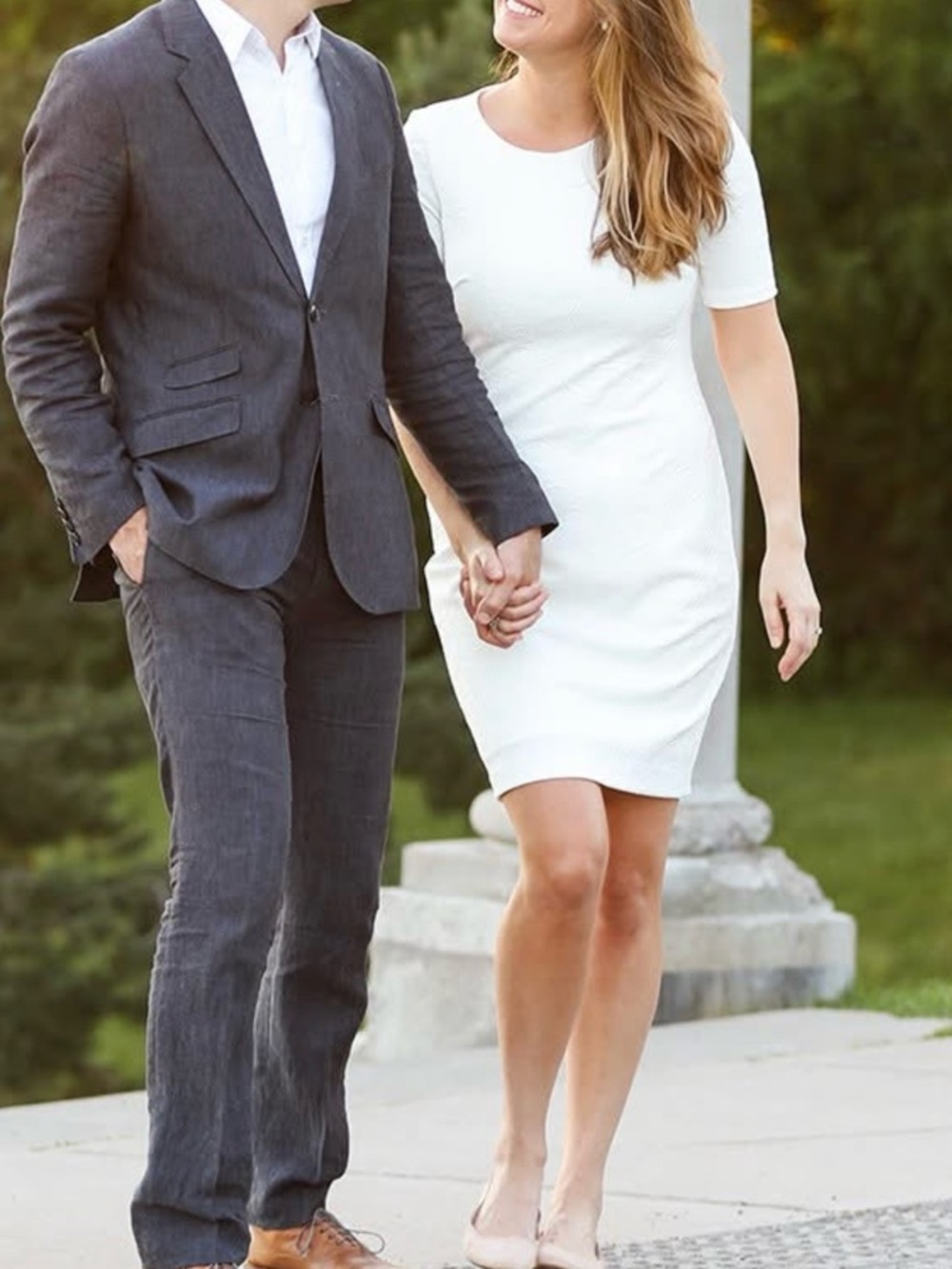 Simple White 3/4 Sleeve Dress